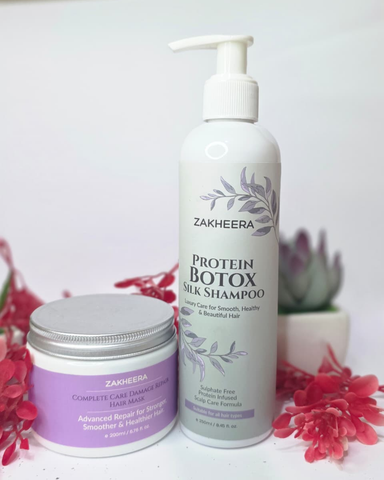Complete Hair Repair Duo                 Protein Botox Silk Shampoo + Damage Repair Hair Mask      For Dry, Damaged & Frizzy Hair