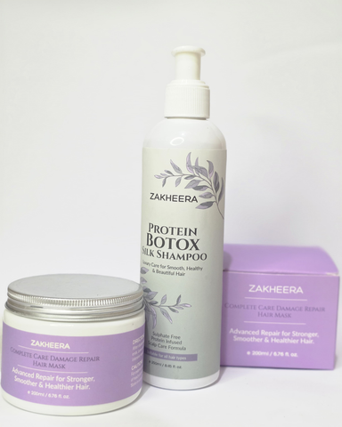 Complete Hair Repair Duo                 Protein Botox Silk Shampoo + Damage Repair Hair Mask      For Dry, Damaged & Frizzy Hair